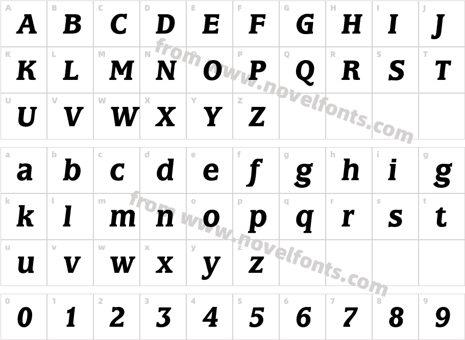 MarbrookBQ-MediumItalicCharacter Map