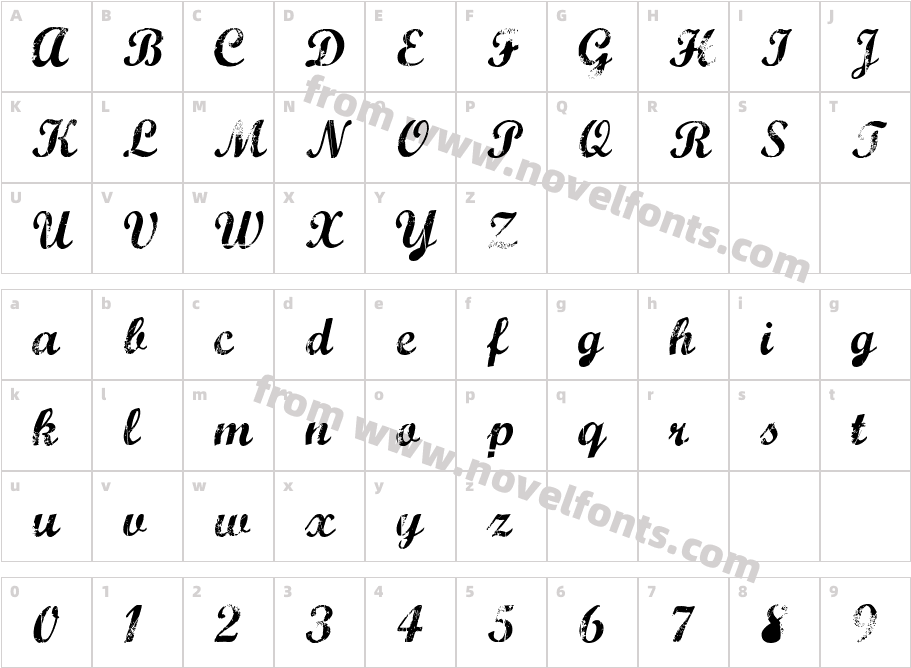 Marcelle ScriptCharacter Map