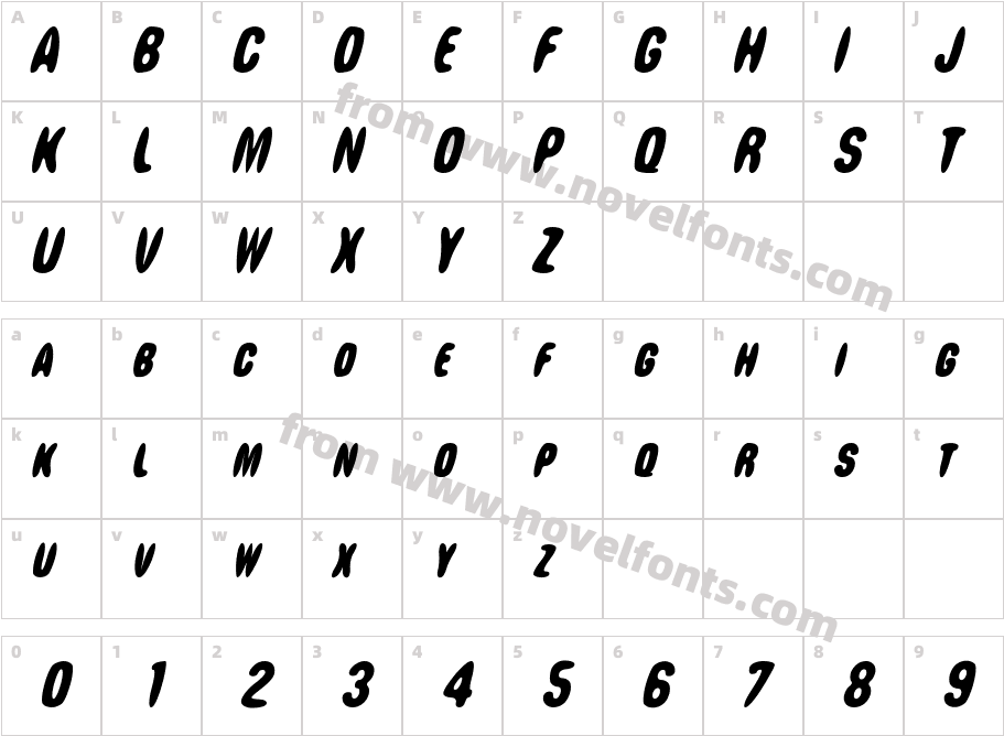 MargalineItalicCharacter Map