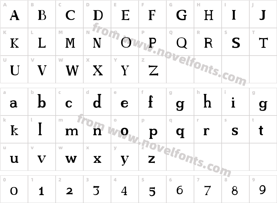 Mariana SlabserifCharacter Map