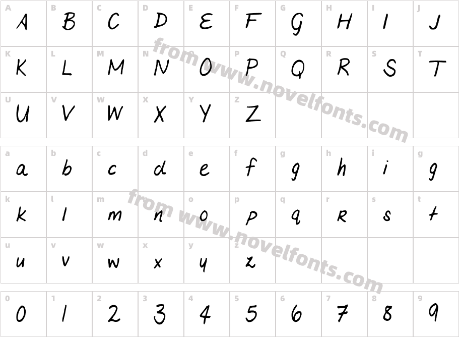 MariasHandwritingCharacter Map