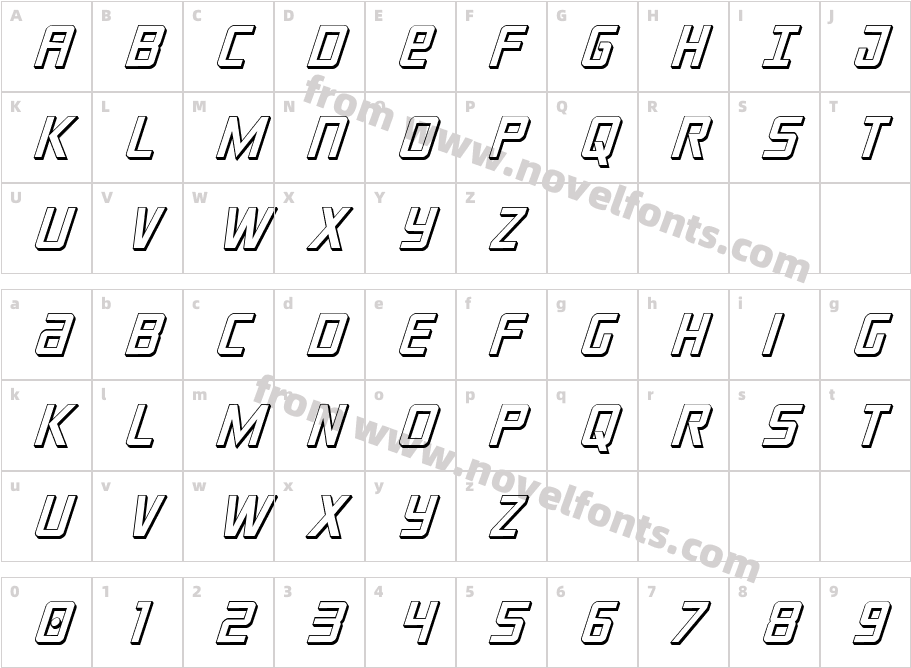 Crixus 3D ItalicCharacter Map