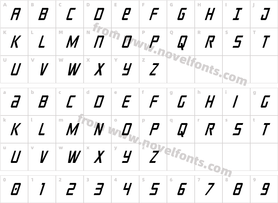 Crixus Condensed ItalicCharacter Map