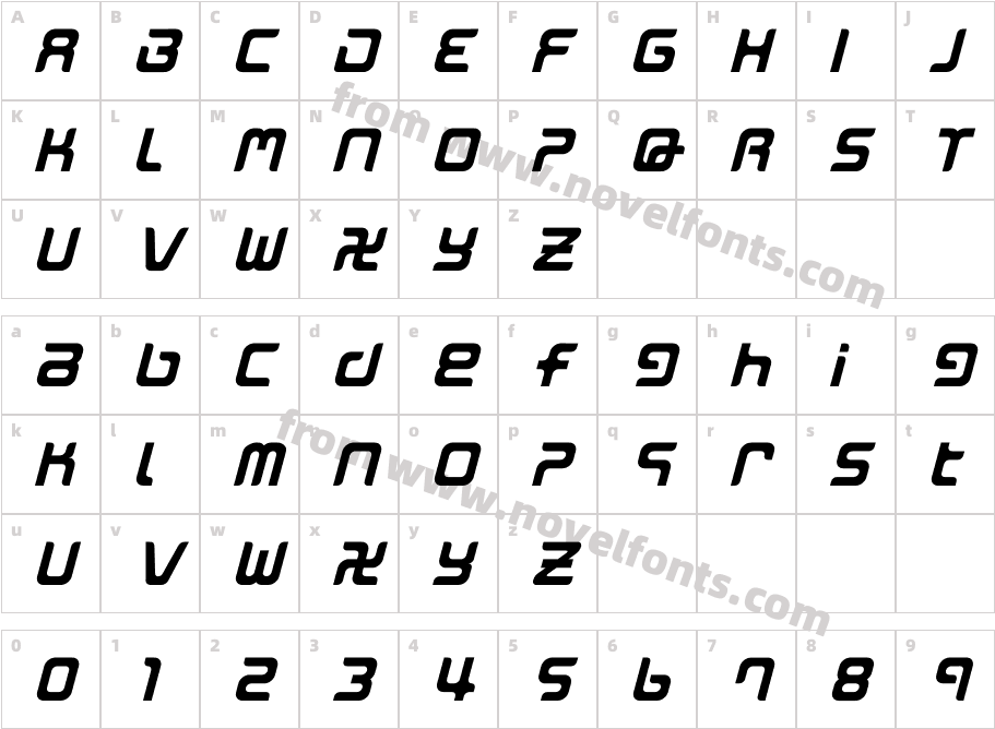 MarkingMarker-ALPItalicCharacter Map