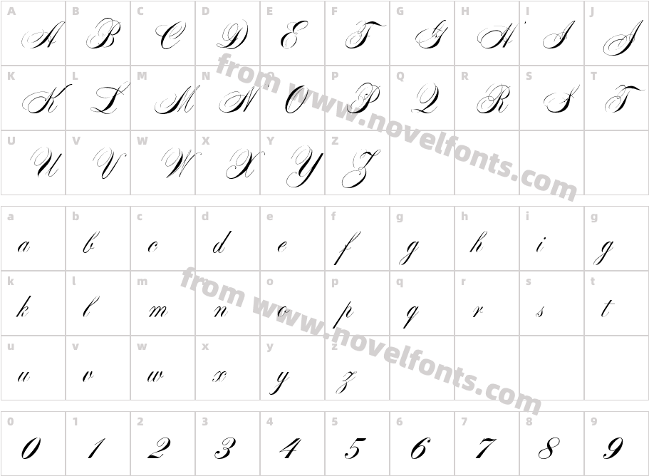 Markiz de Sad scriptCharacter Map