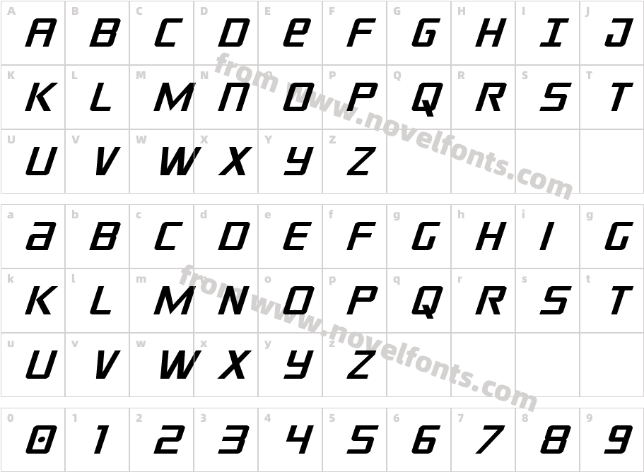 Crixus Expanded ItalicCharacter Map