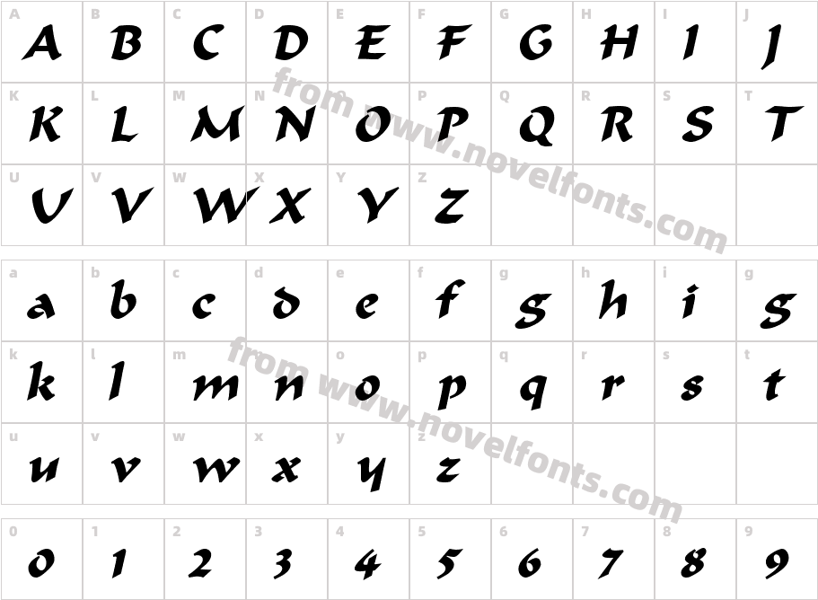 Marlin BoldItalicCharacter Map