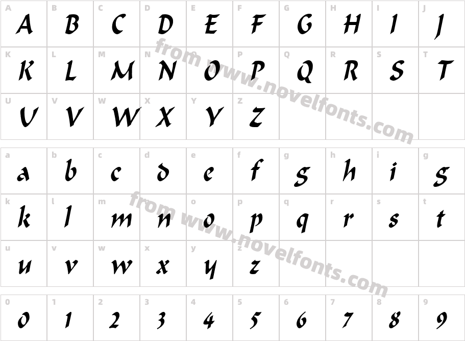 Marlin Condensed ItalicCharacter Map