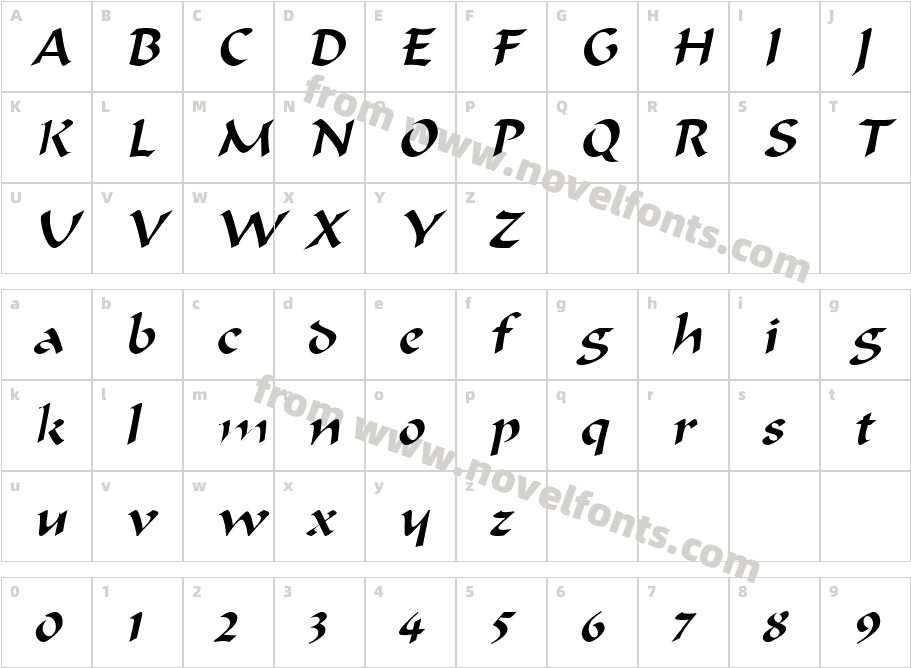 Marlin Thin BoldItalicCharacter Map