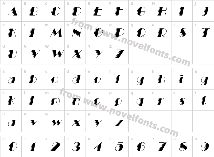 MarqueeEngraved ItalicCharacter Map