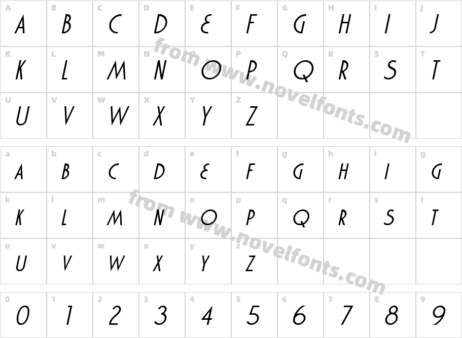 Marquisette BTN ObliqueCharacter Map