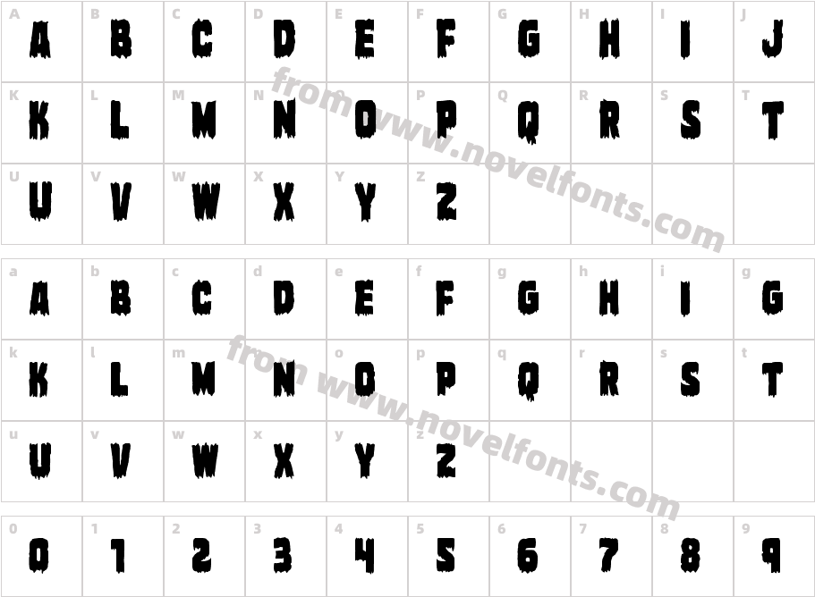 Marsh Thing CondensedCharacter Map