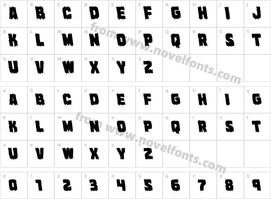 Marsh Thing LeftalicCharacter Map