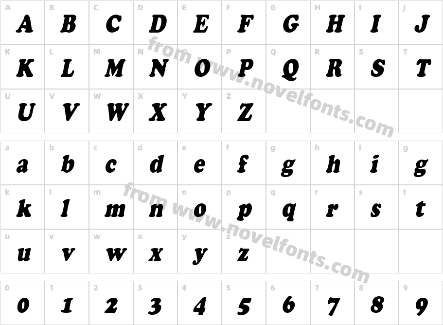 Marshmallow-Condensed ItalicCharacter Map