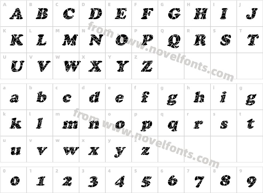 Marshmallow-Cracked ItalicCharacter Map