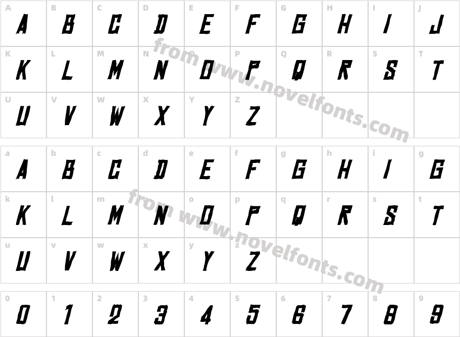 Marston Bold ItalicCharacter Map