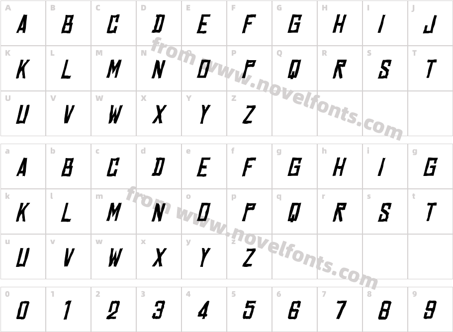 Marston ItalicCharacter Map