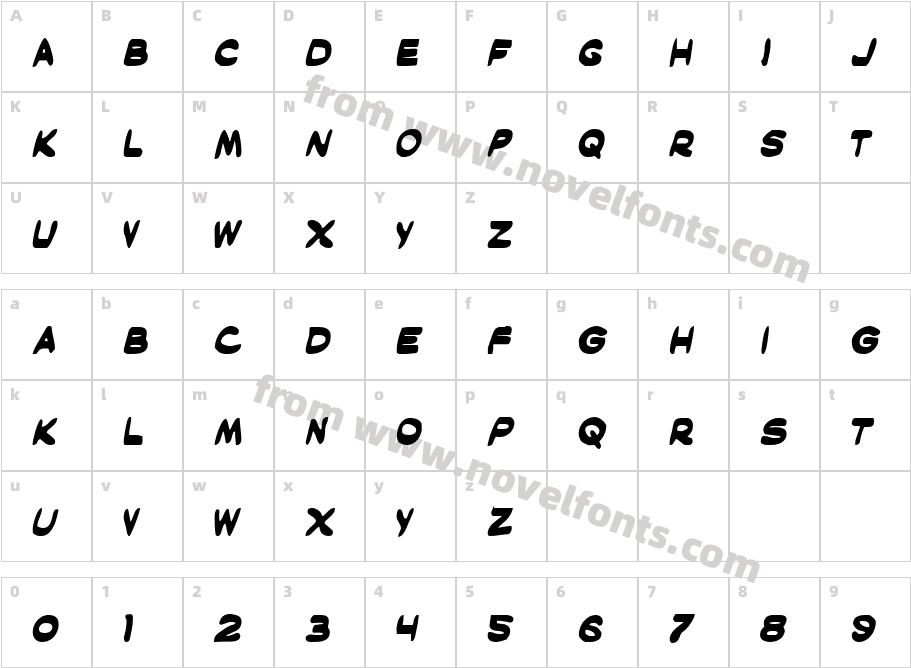 Masked Marvel BoldCharacter Map