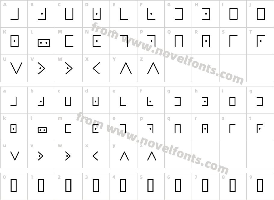 Masonic WritingCharacter Map