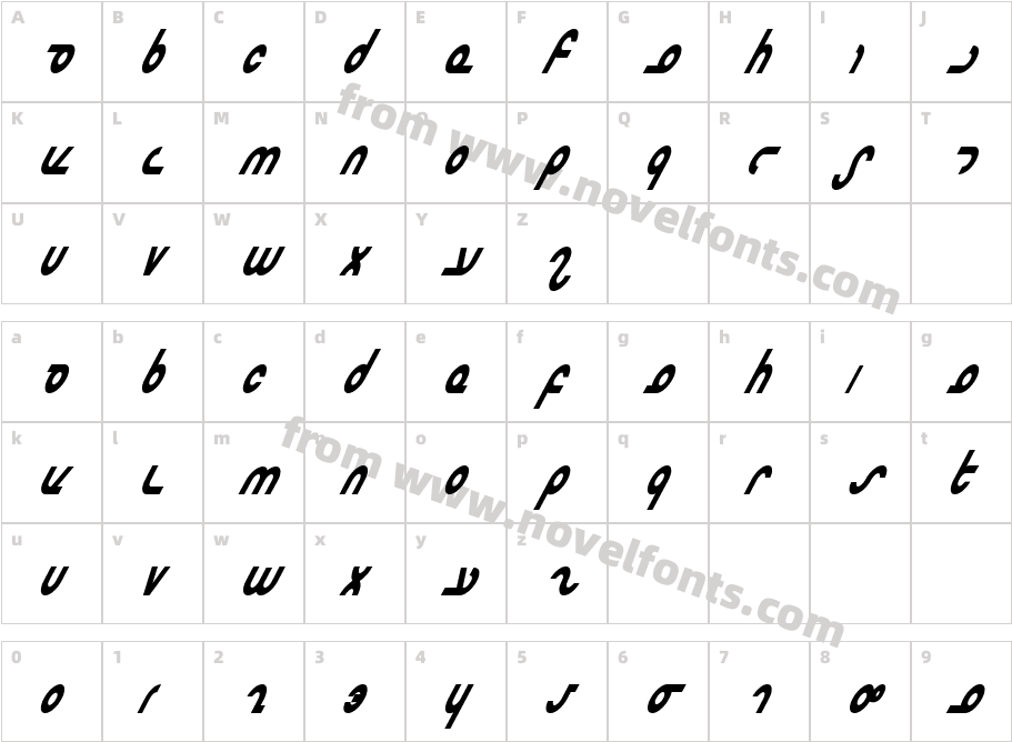 Masterdom Condensed Bold ItalicCharacter Map