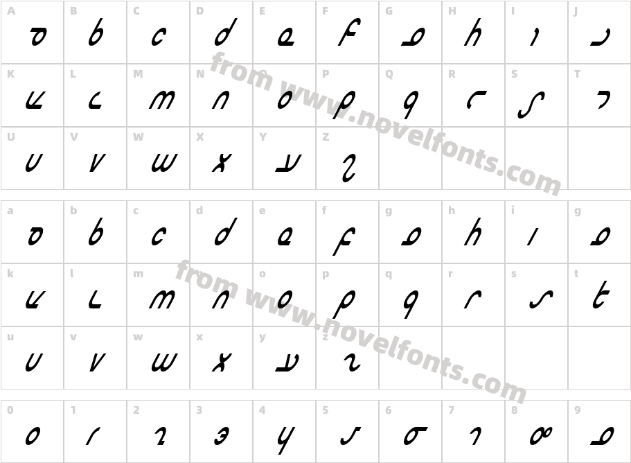 Masterdom Condensed ItalicCharacter Map