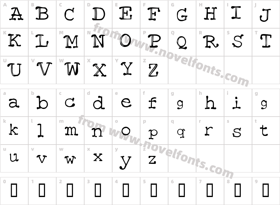 Mattfont Squished  BlackCharacter Map