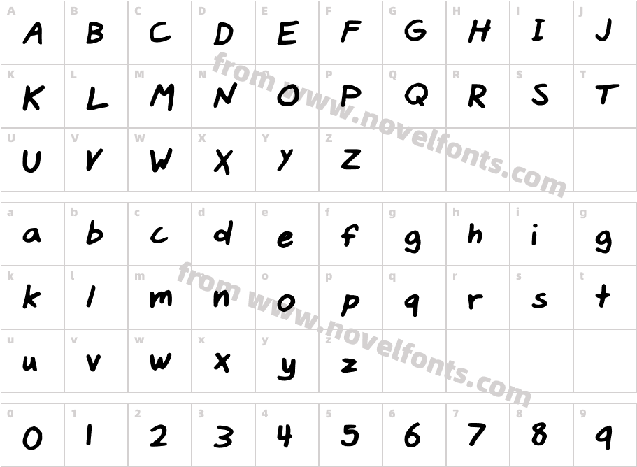 MattsHandwritingCharacter Map