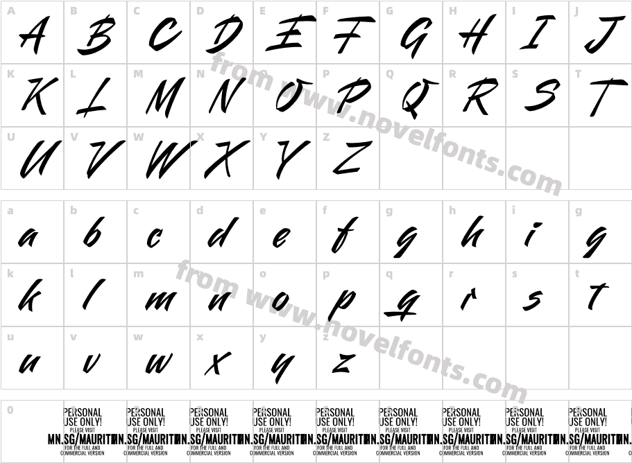 Mauritz Sans PERSONAL USE Regular ItalicCharacter Map