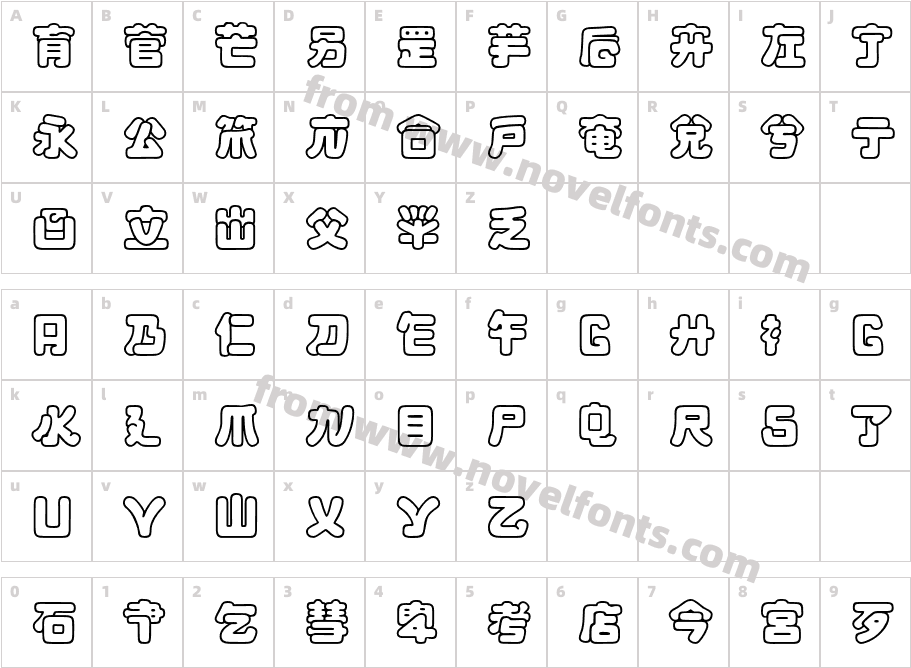 MaximageJululuOutlineCharacter Map