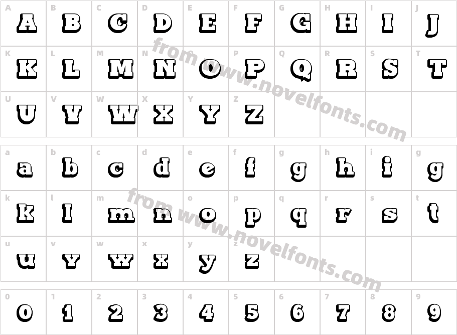 Maxxi Serif Outline BoldCharacter Map