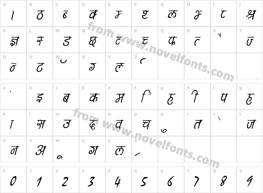 Maya ItalicCharacter Map