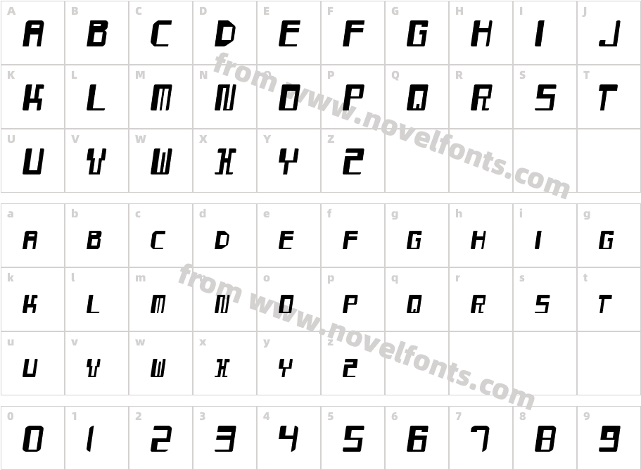 Mayday ItalicCharacter Map