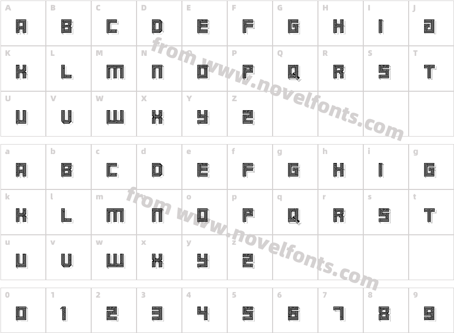 Maze BoldCharacter Map