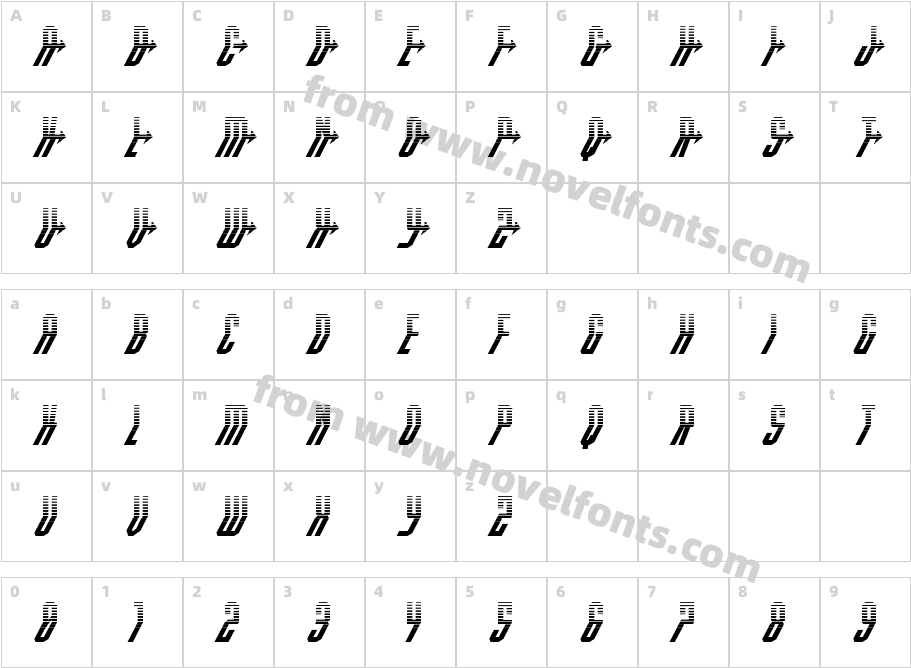 Crossbow Head Halftone ItalicCharacter Map