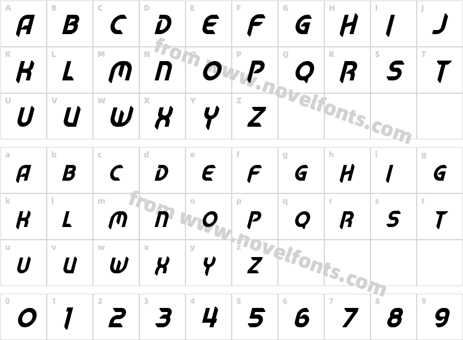 Mech Tech Bold ItalicCharacter Map