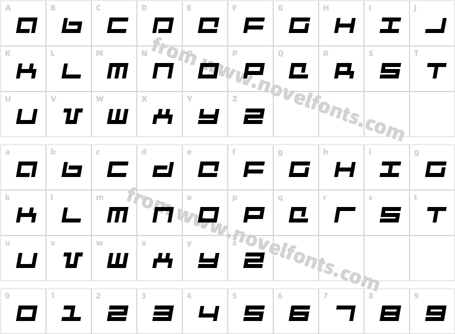 Mecha ItalicCharacter Map