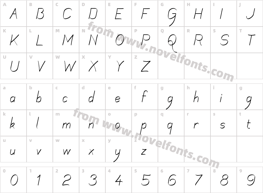 Mechanihan Ribbon ItalicCharacter Map