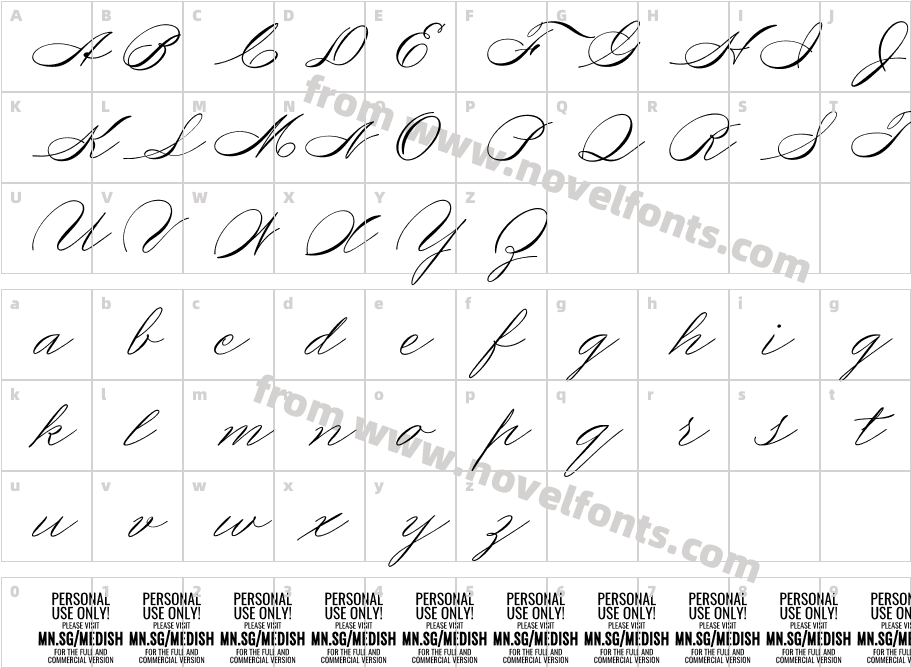 Medish Script PERSONAL USE ONLYCharacter Map