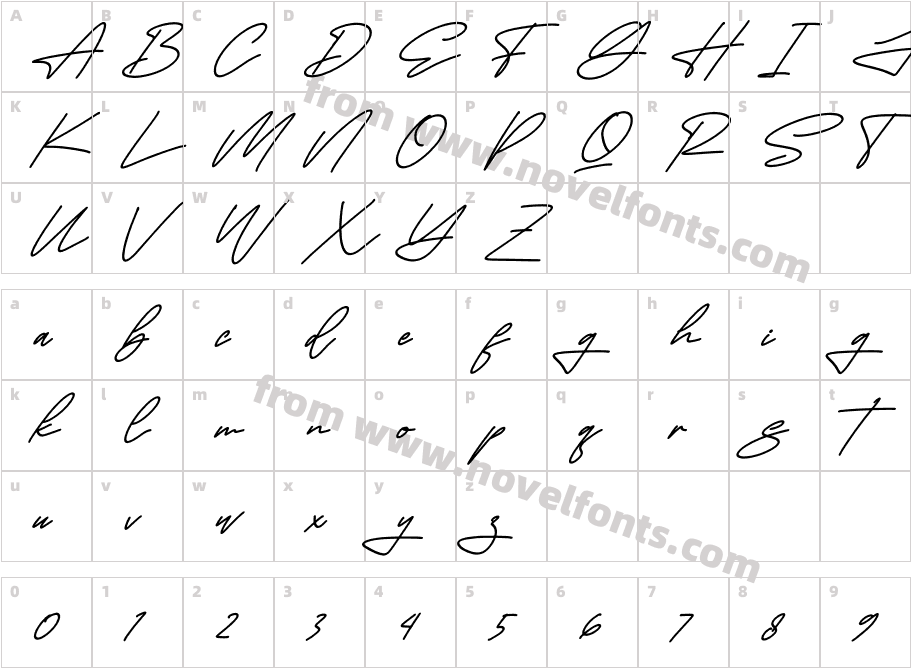 Megasta Signateria Signature ItalicCharacter Map