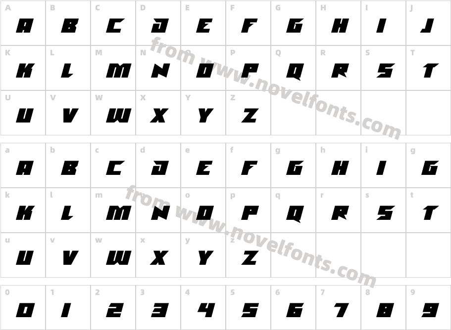 Megastructure ItalicCharacter Map