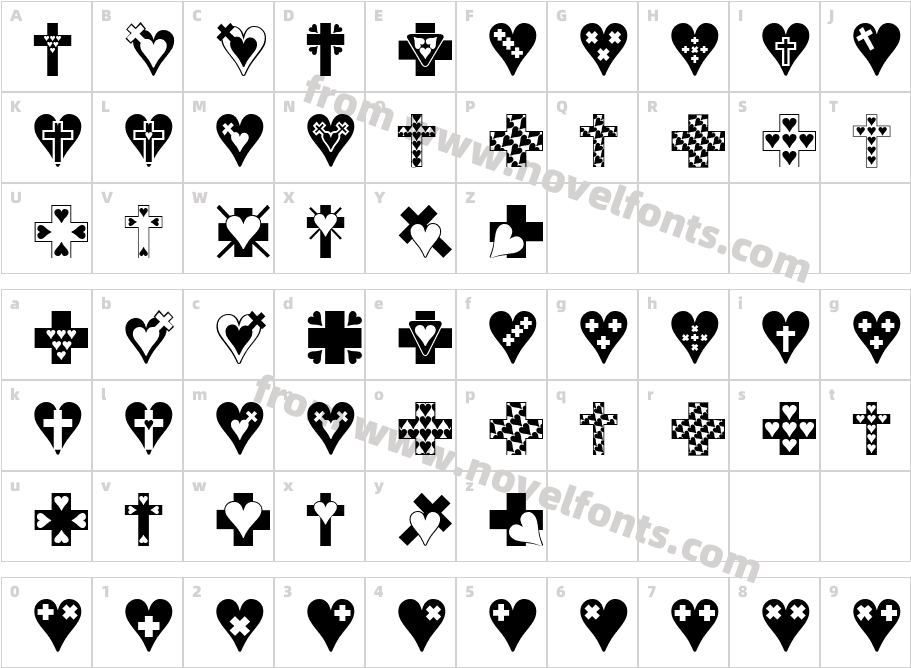 Crosses n HeartsCharacter Map