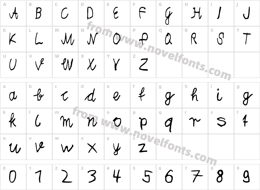 Melchior_Handwritten MediumCharacter Map