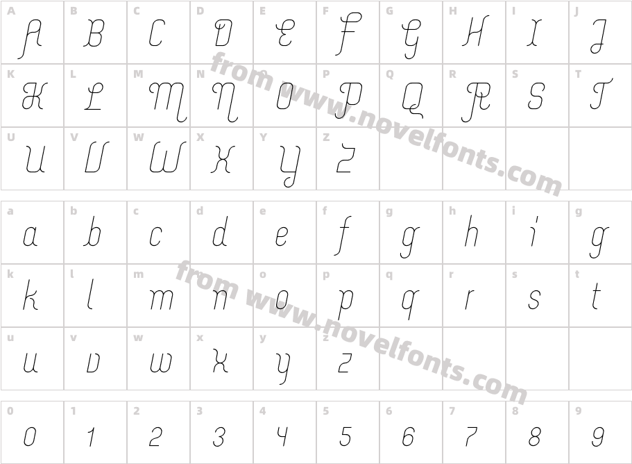 Merijntje Light ItalicCharacter Map