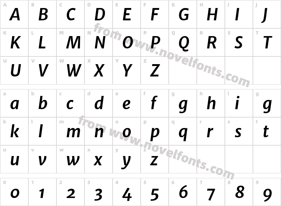 Merriweather Sans Bold ItalicCharacter Map