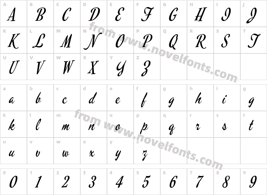 MervaleScript-RegularCharacter Map