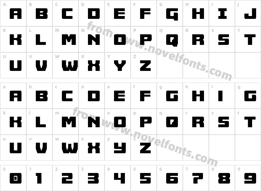 Cruiser Fortress CondensedCharacter Map