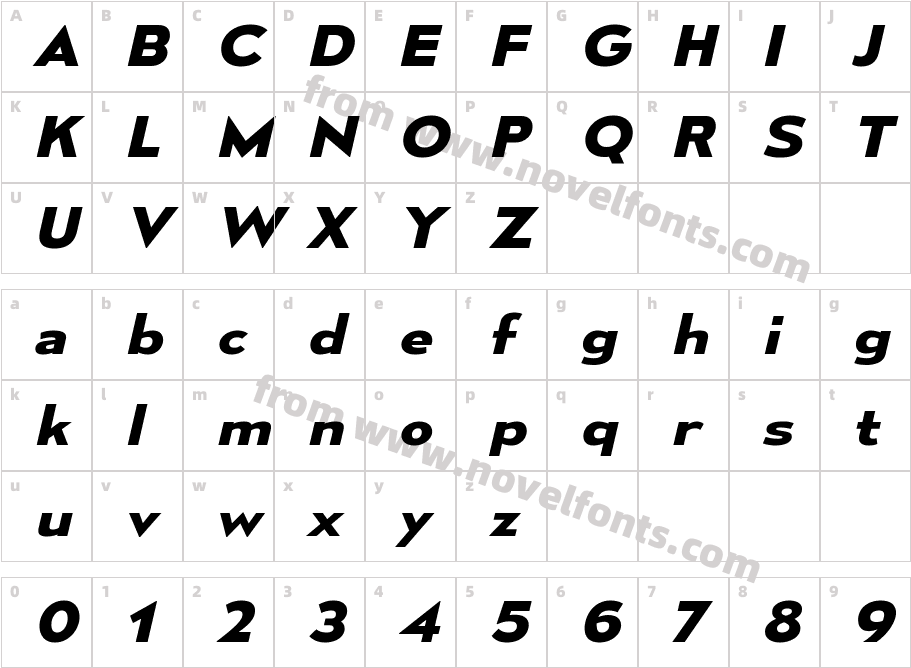 MesmerizeExRg-BoldItalicCharacter Map