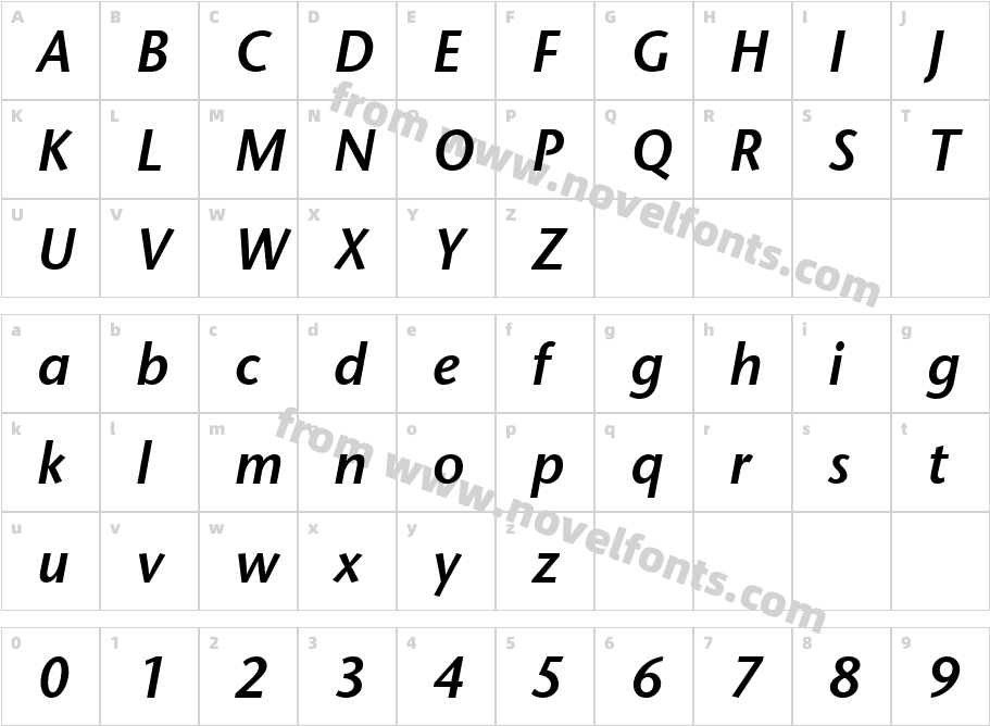 Mesouran Sans SSi Semibold ItalicCharacter Map