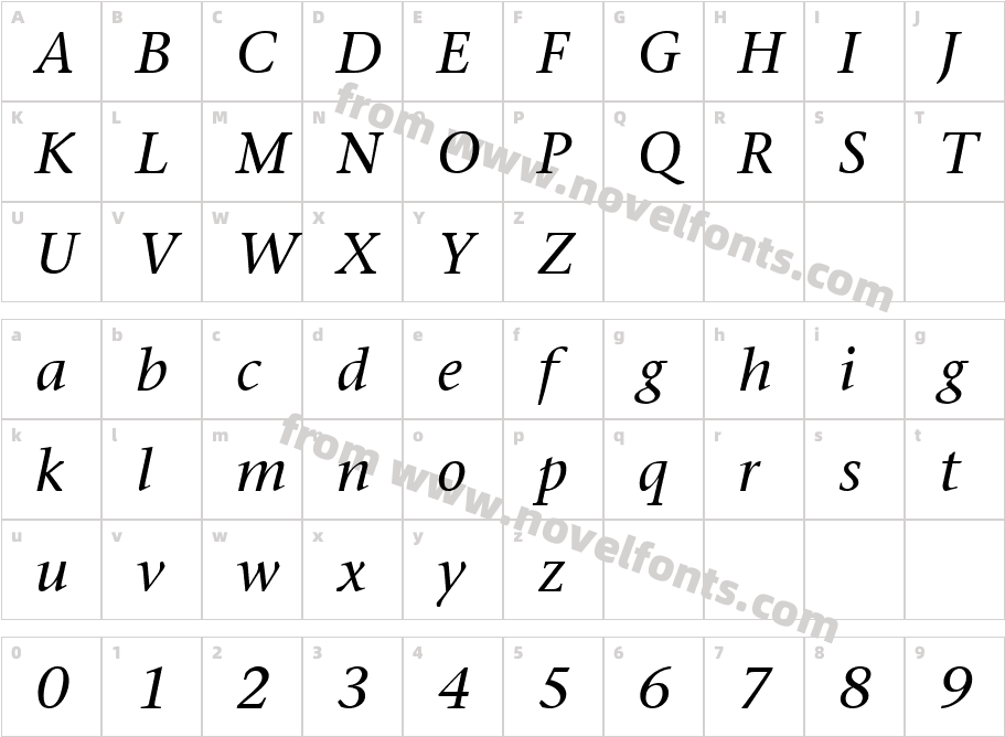 Mesouran Serif SSi ItalicCharacter Map