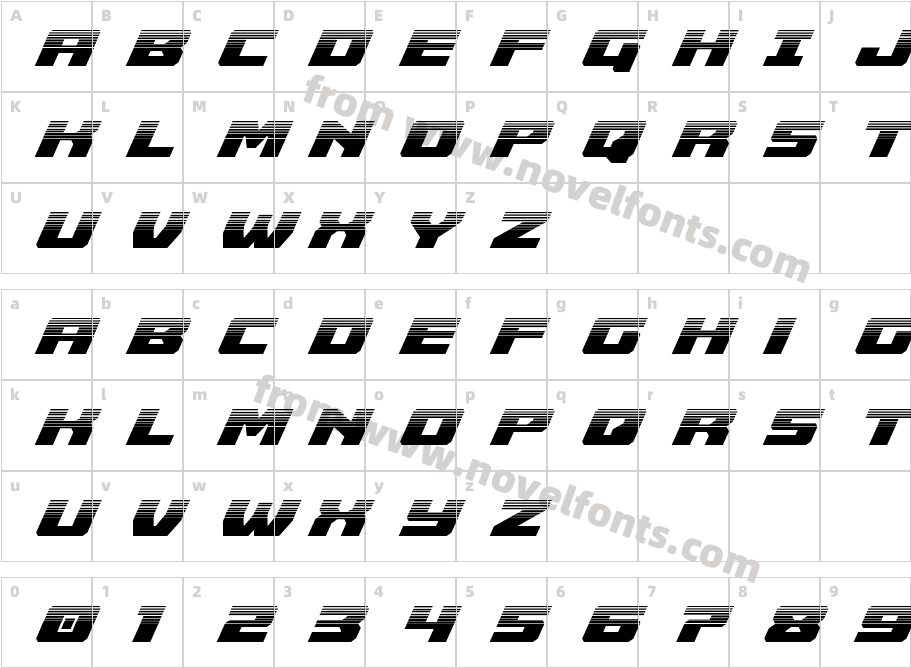 Cruiser Fortress Halftone ItalicCharacter Map